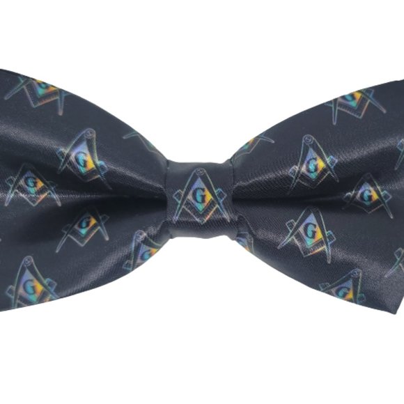 Black Masonic Bow Tie , Square & Compasses . NEW! MEN Freemason Mason bowtie - Picture 1 of 1